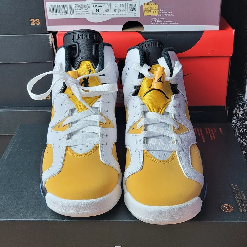 Nike Air Jordan 6 Retro (GS) Kids' Yellow and White Sneakers Size 4y